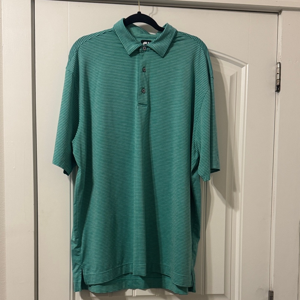 FootJoy Teal Green Striped Polo Shirt
